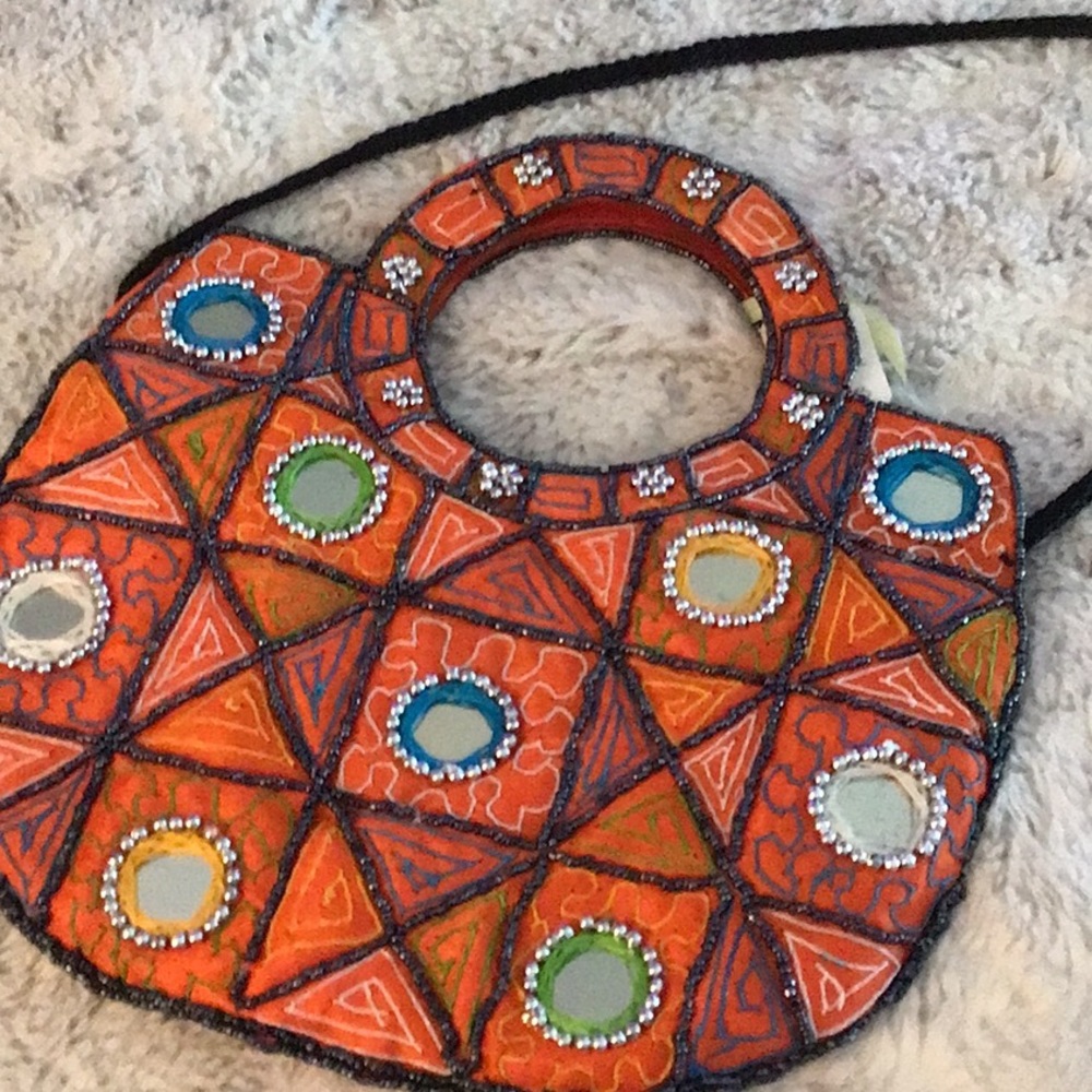 Boho hippie mirrors beaded made in India bag purse